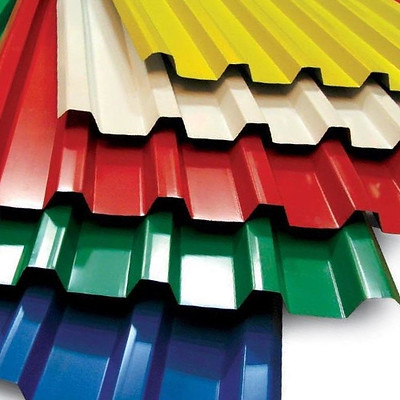 ورق ذوزنقه‌ای رنگی – عرض مفید ۱۰۰۰ و ۱۲۵۰ – ضخامت ۰٫۴۵ تا ۰٫۷ میلی‌متر – رنگ‌: قرمز، آبی، سبز، سفید